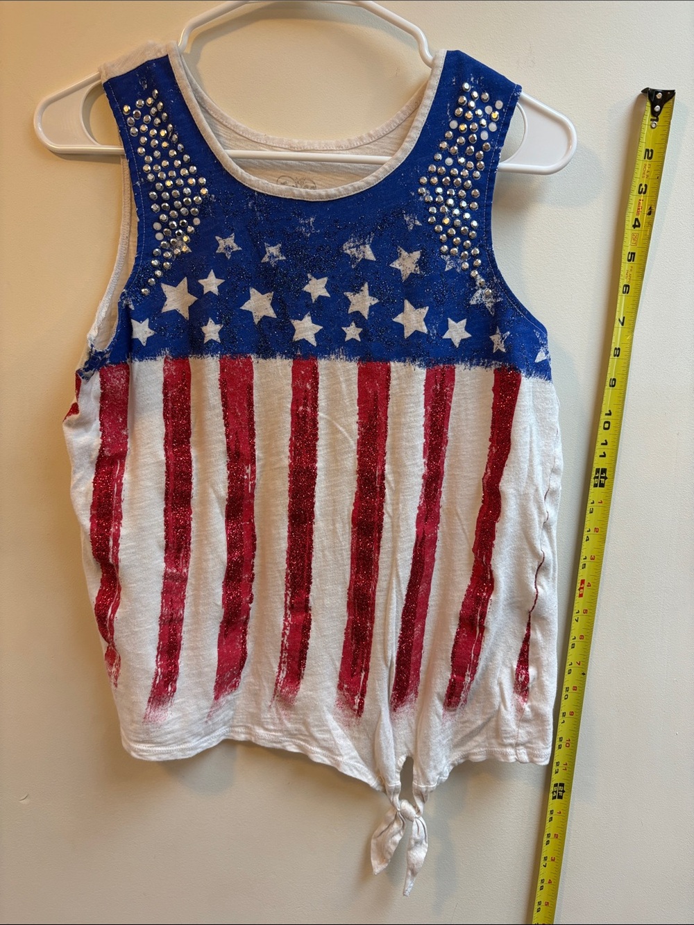 Justice Girls Patriotic Star & Stripe Tank Top - Blue/Red/White 4th of July